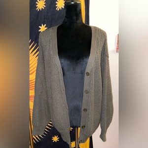 Army Green Waffle Knit Cardigan Women’s Medium